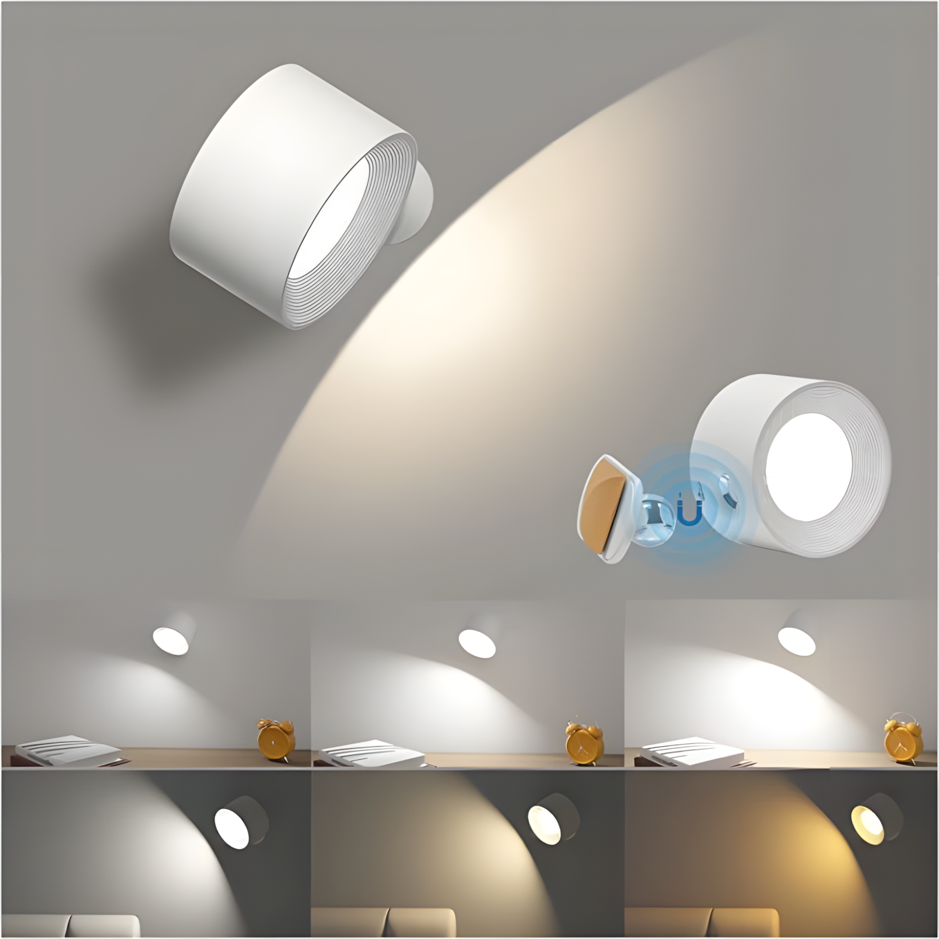 Lampe murale LED rechargeable 360° avec rotation et contrôle tactile – HALOA